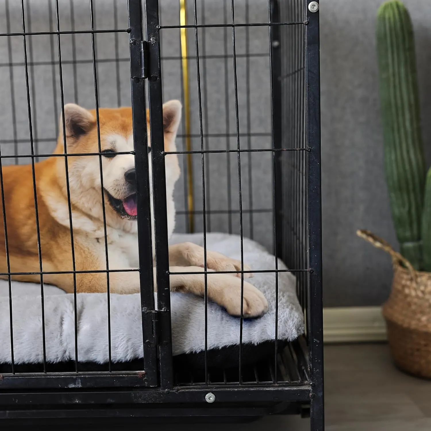 36 inch Dog Crate Bed Washable,Extra Soft Dog Crate Pad 36 x 24 fit Kennel or Cage with Anti-Slip Bottom Fluffy Plush Sleeping Mat for Large Medium Size Breeds Dogs, Grey