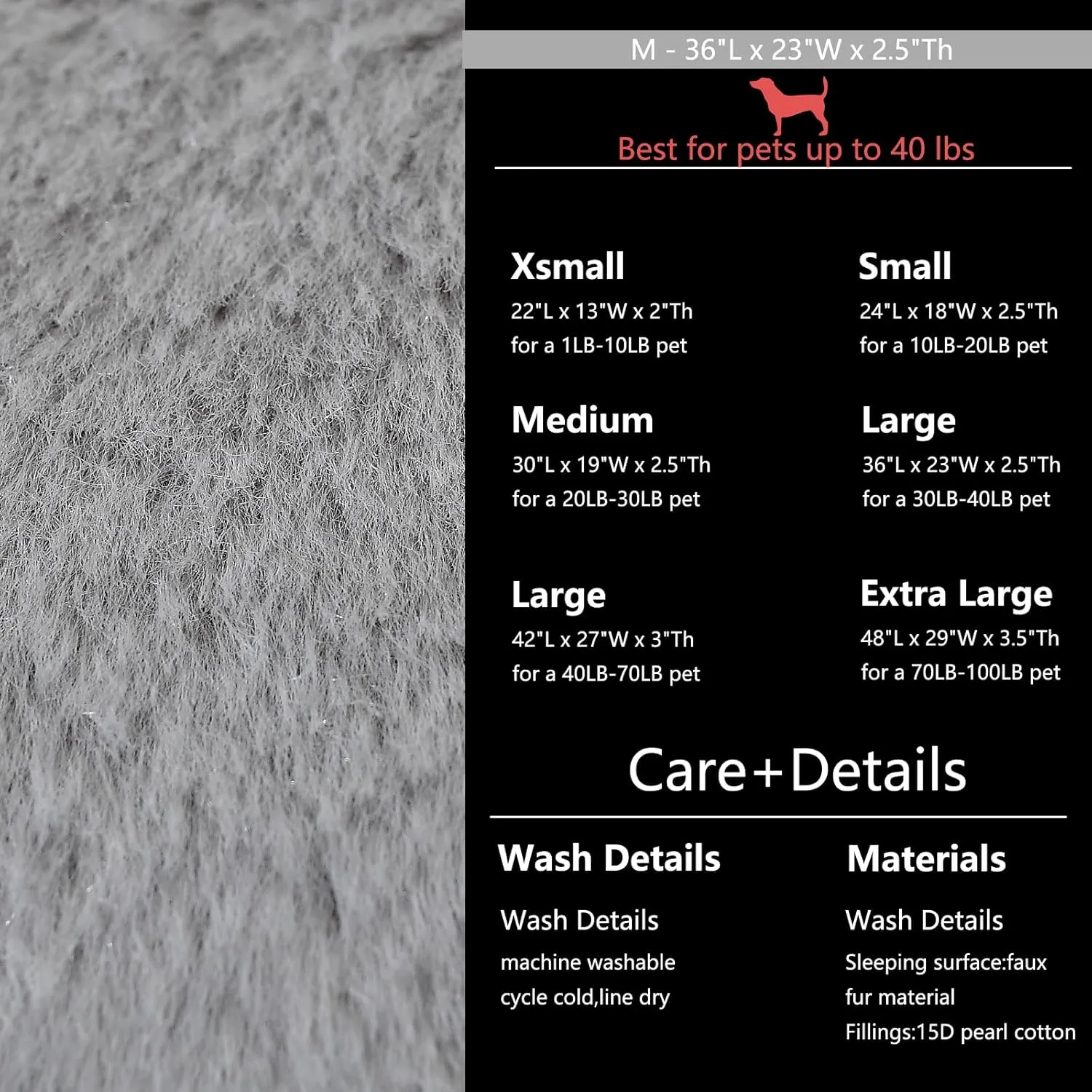 36 inch Dog Crate Bed Washable,Extra Soft Dog Crate Pad 36 x 24 fit Kennel or Cage with Anti-Slip Bottom Fluffy Plush Sleeping Mat for Large Medium Size Breeds Dogs, Grey