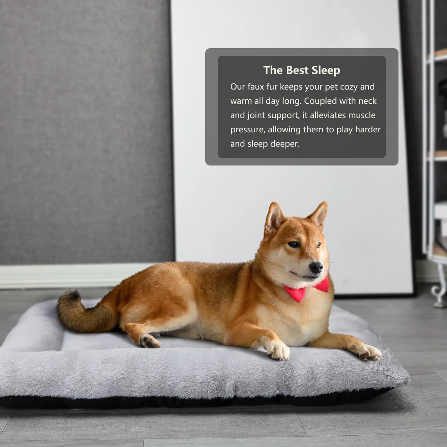 36 inch Dog Crate Bed Washable,Extra Soft Dog Crate Pad 36 x 24 fit Kennel or Cage with Anti-Slip Bottom Fluffy Plush Sleeping Mat for Large Medium Size Breeds Dogs, Grey