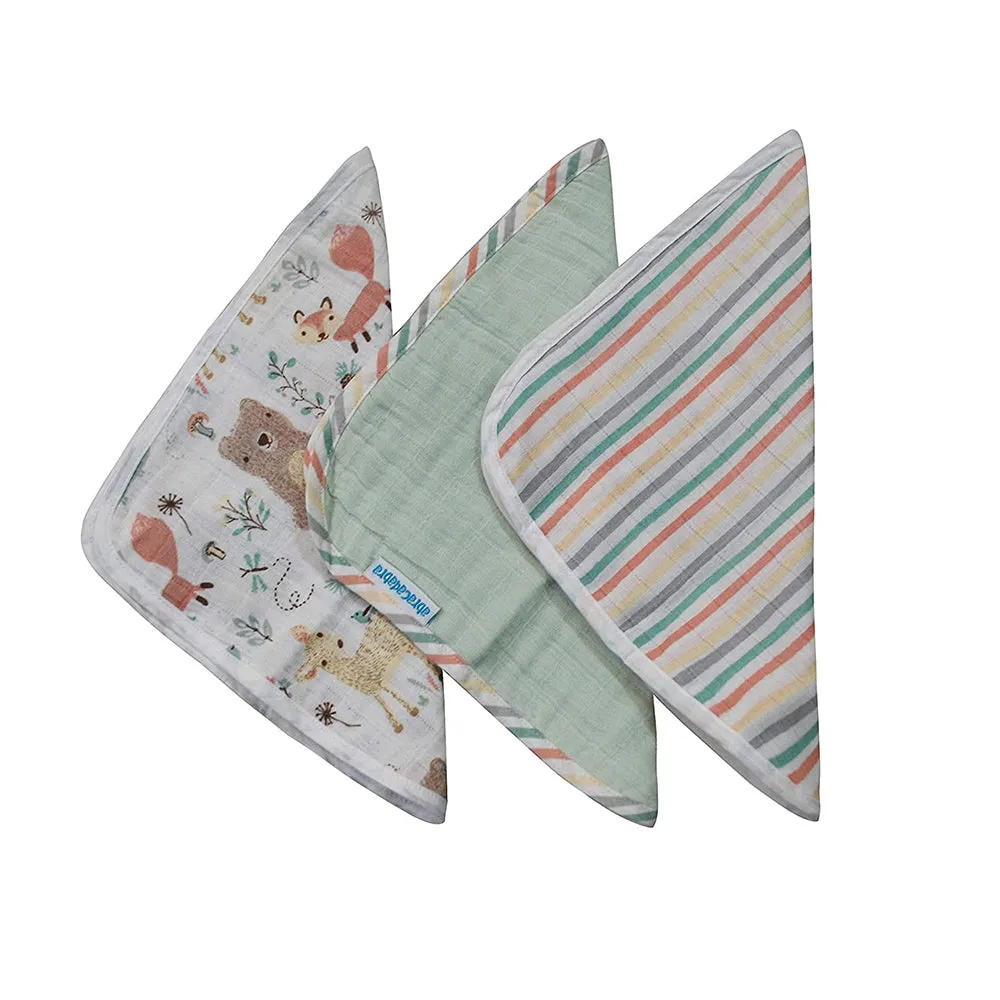 Abracadabra Cotton Muslin Wipes Pack of 3 (Bambi & Friends) - Multicolor