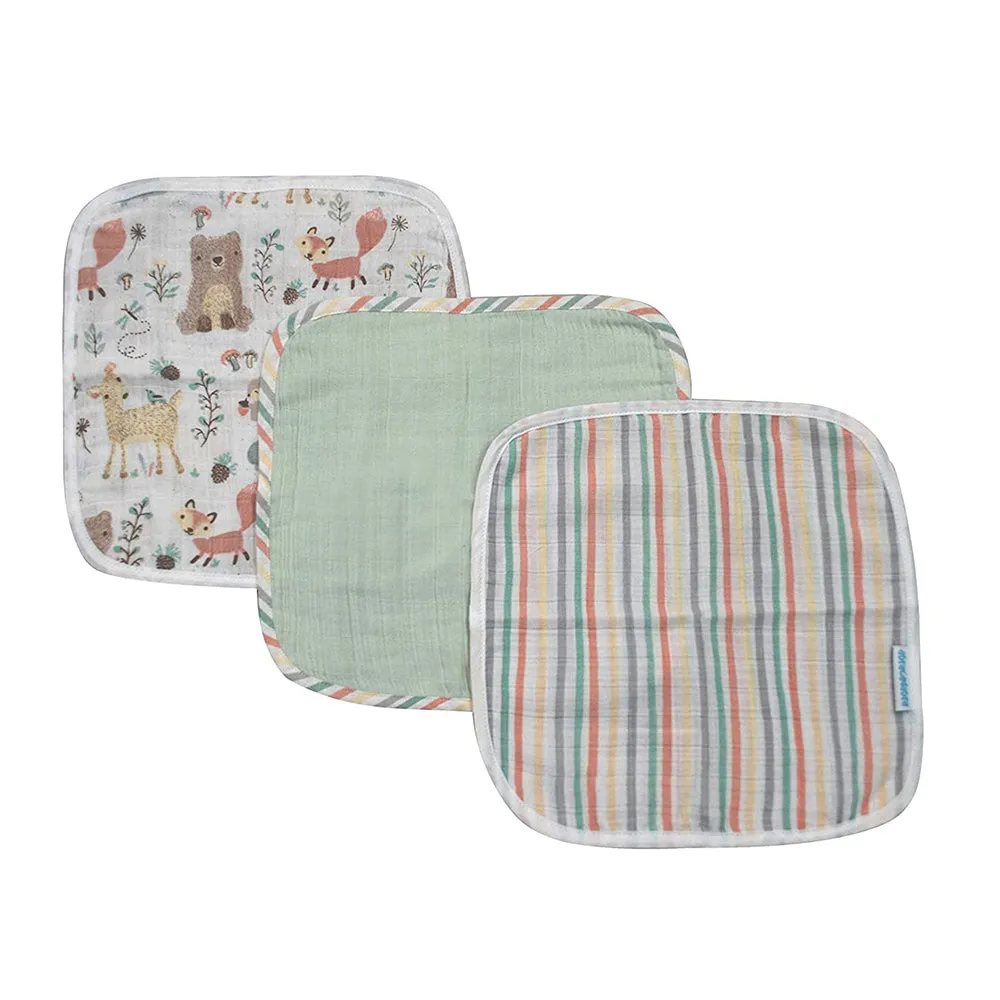 Abracadabra Cotton Muslin Wipes Pack of 3 (Bambi & Friends) - Multicolor