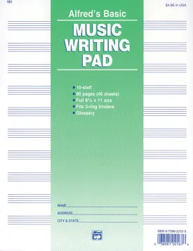 Alfred's Basic Music Writing Pad Paperback  Organizer, August 1, 1987