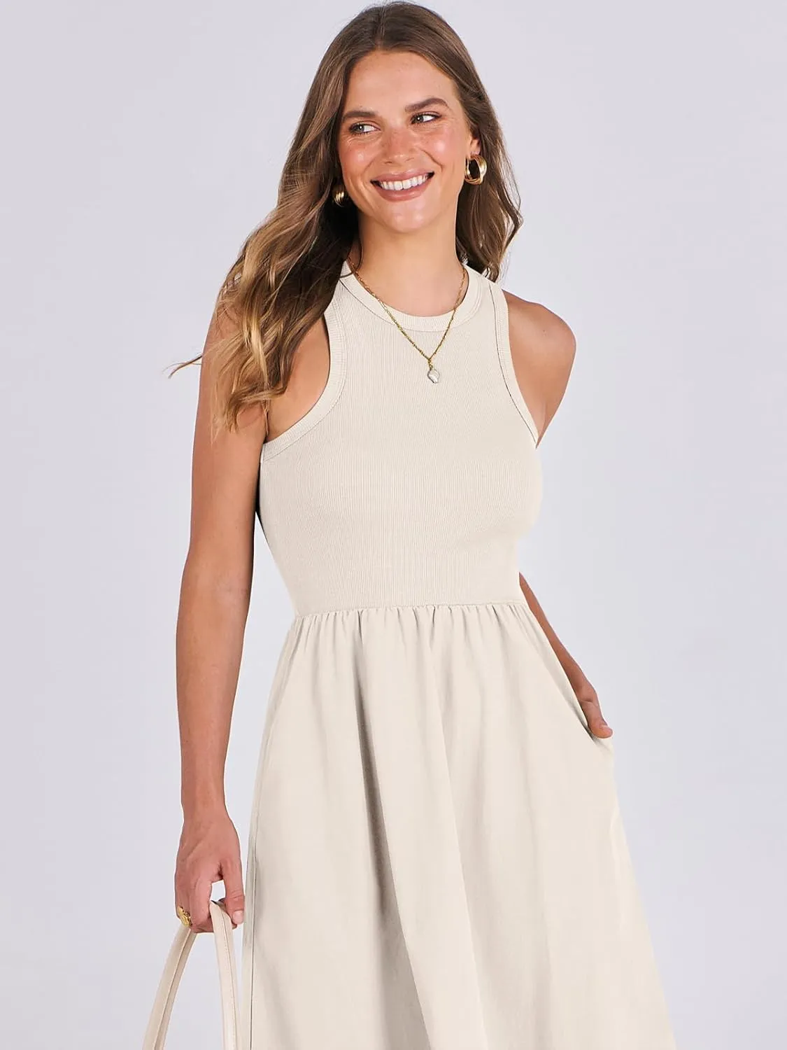 ANRABESS Womens 2025 Summer Casual Maxi Dress A line Tiered Flowy Short Sleeve Crewneck T Shirt Beach Travel Long Dresses