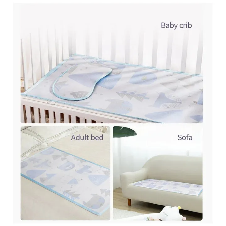 Baby Mattress Protector Multipurpose Mat-Blue-Medium