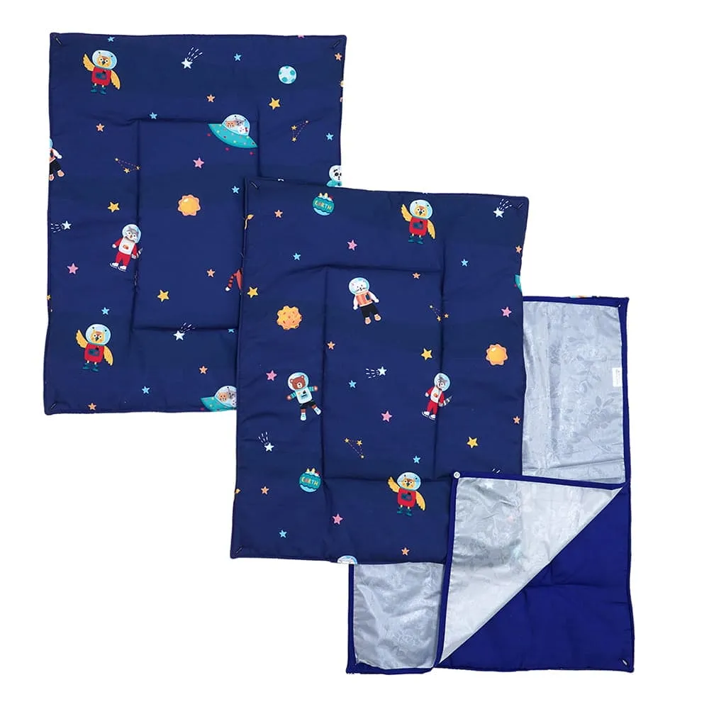 Baby Moo Spaceship 3 Quilted Cotton And 1 Attachable Waterproof Diaper Changing Sheet Set - Blue