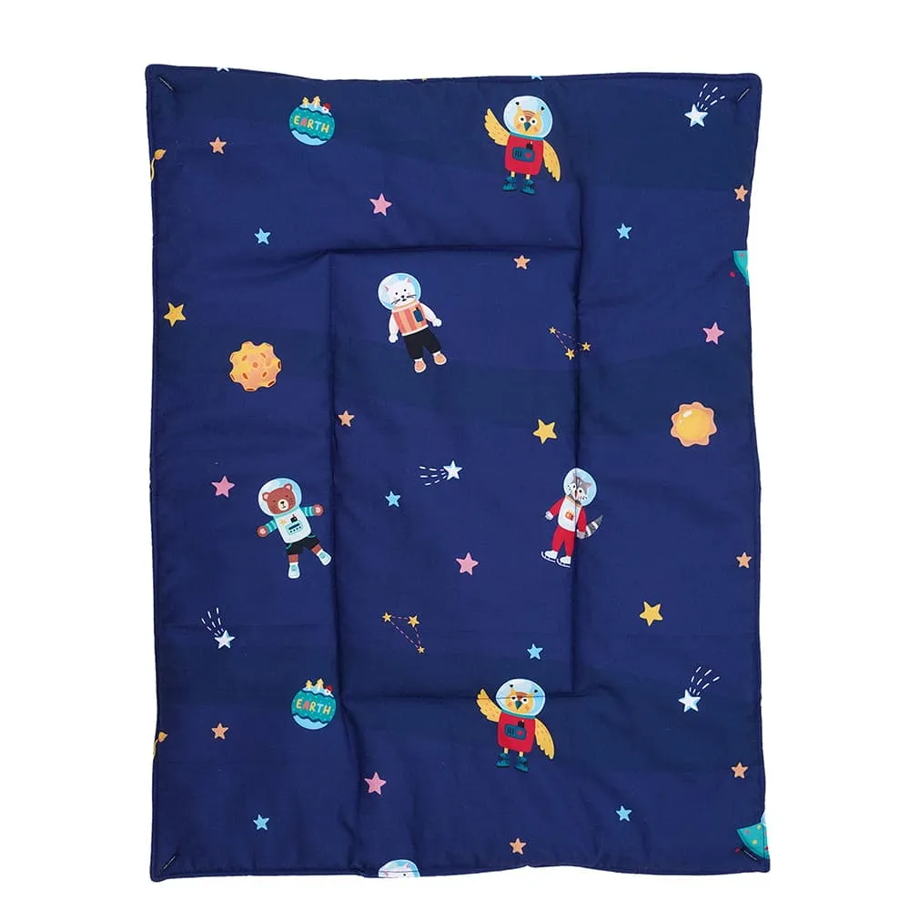 Baby Moo Spaceship 3 Quilted Cotton And 1 Attachable Waterproof Diaper Changing Sheet Set - Blue