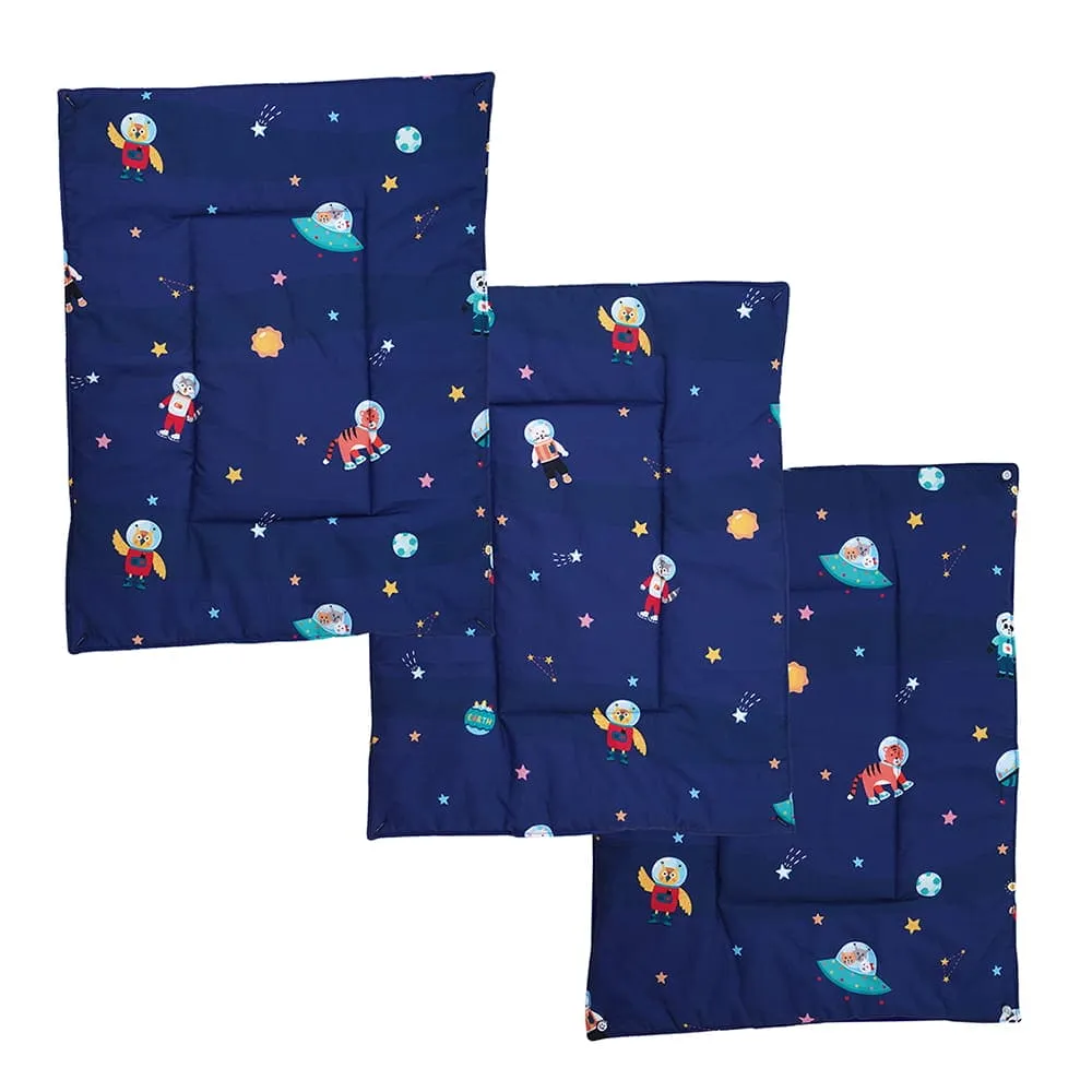 Baby Moo Spaceship 3 Quilted Cotton And 1 Attachable Waterproof Diaper Changing Sheet Set - Blue