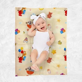 Baby Moo Zebra in Pram 3 Quilted Cotton And 1 Attachable Waterproof Diaper Changing Sheet Set - Yellow