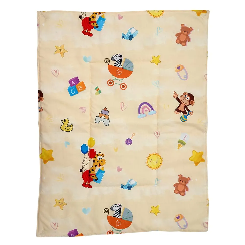 Baby Moo Zebra in Pram 3 Quilted Cotton And 1 Attachable Waterproof Diaper Changing Sheet Set - Yellow