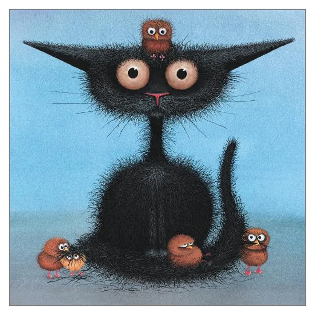 'Birds Nest Hair Day' Funny Cat Greeting Card