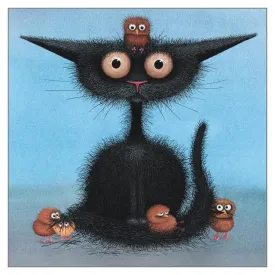 'Birds Nest Hair Day' Funny Cat Greeting Card