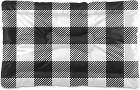 Buffalo Plaid Dog Bed Mat Black and White Pet Kennel Beds Washable Cat Beds Crate Pad Pets Sleeping Mattress for Large Medium Small Dogs 24 x18 Inch