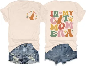Cat Mom Shirts Women in My Cat Mom Era T-Shirt Funny Mama Life Pet Lover Cat Graphic Short Sleeve Tee Tops