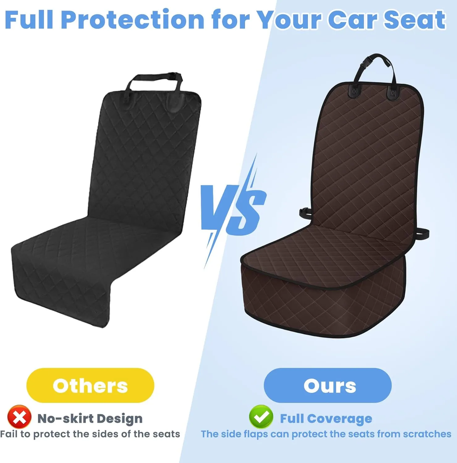 Dog Car Seat Covers, Waterproof Front Seat Cover for Dogs, Scratch-Proof, Nonslip Pet Passenger Seat Cover Protector, Universal Fit for Cars Trucks SUVs, Standard Size, Dark Coffee