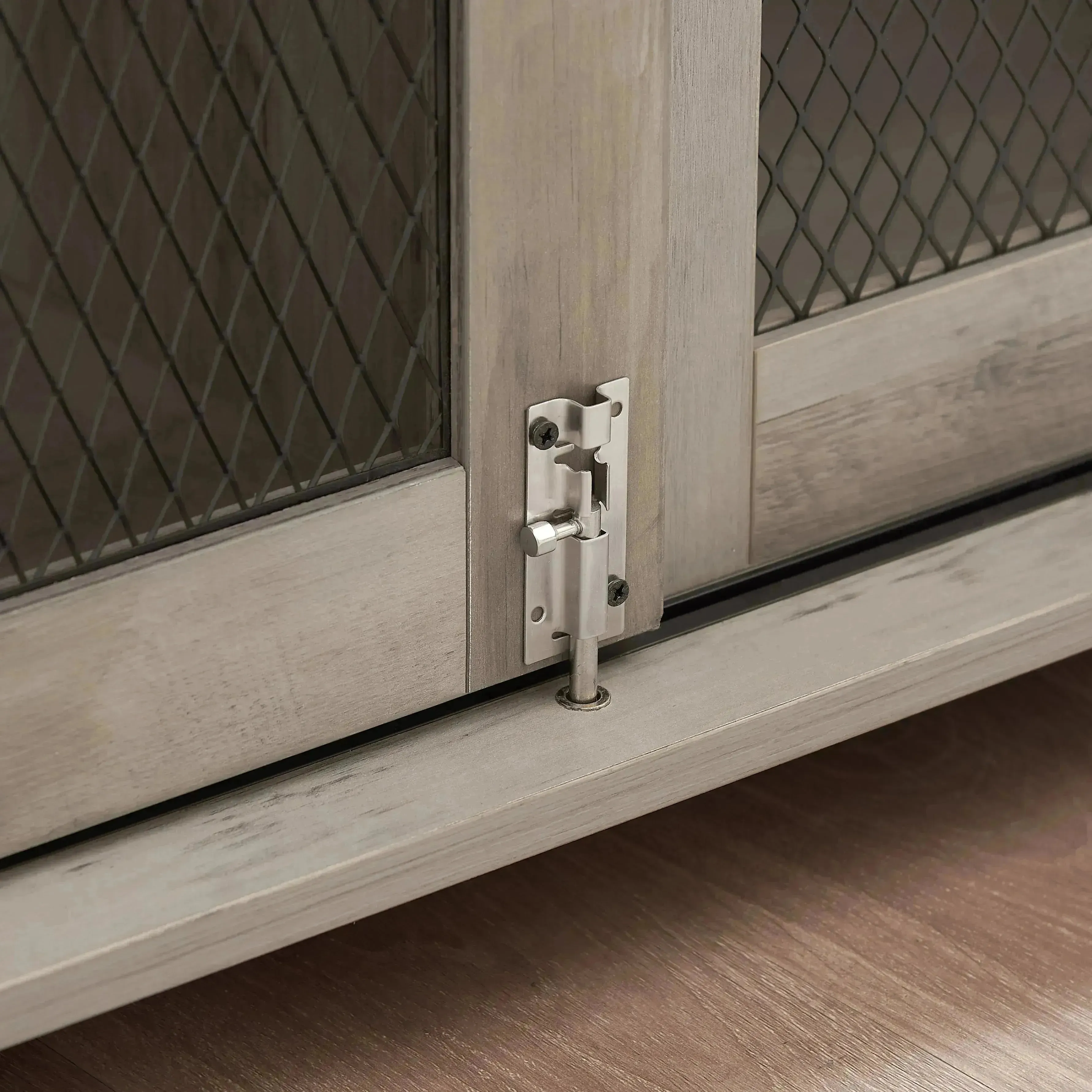 Farmhouse Dog Crate with Sliding Barn Door, Gray Wash