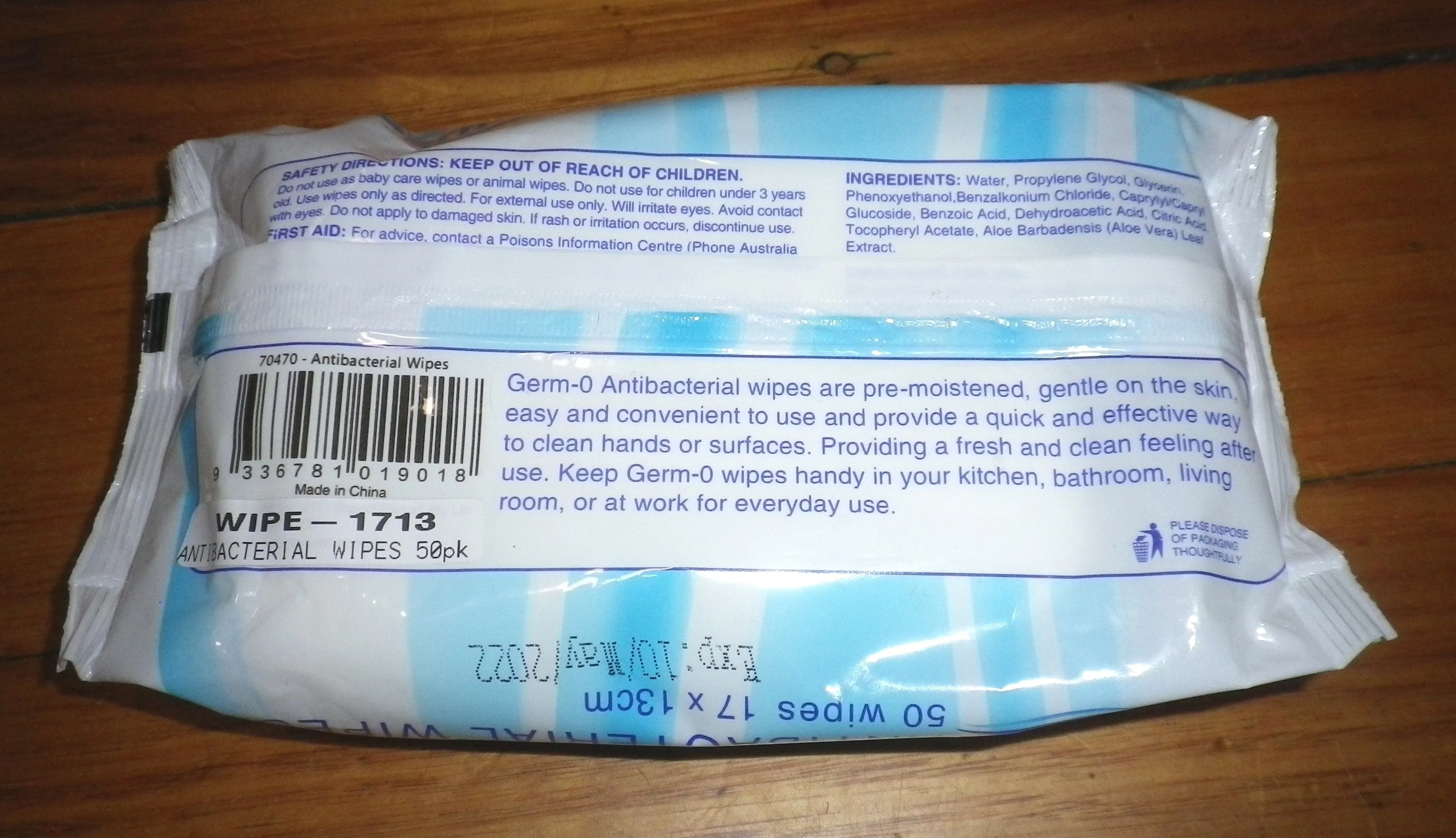 GermO Benzalkonium Chloride Based Hand & Surface Wipes (Pkt 50) - # WIPE-1713