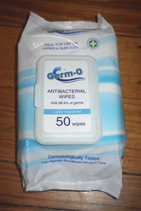 GermO Benzalkonium Chloride Based Hand & Surface Wipes (Pkt 50) - # WIPE-1713