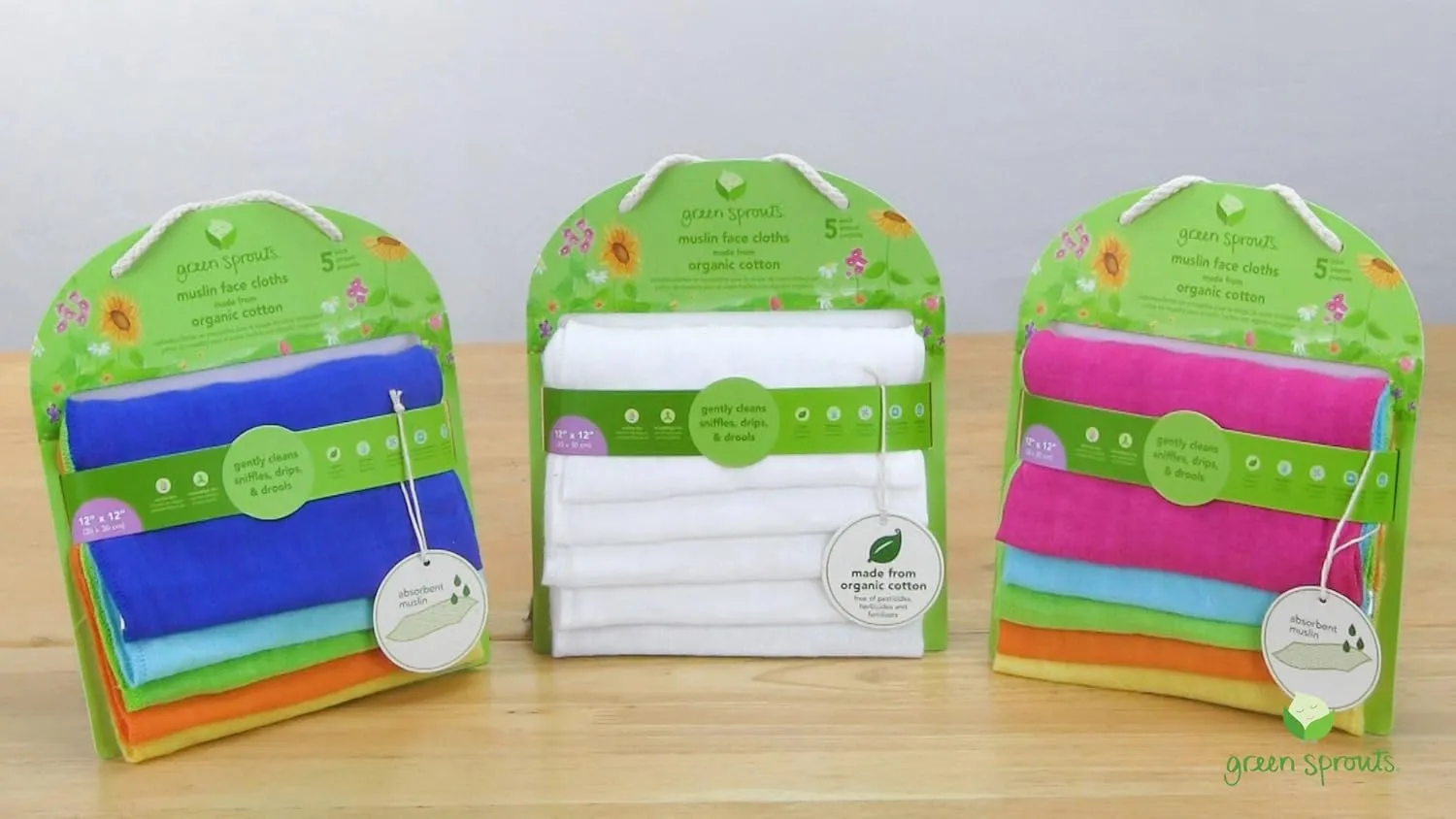 green sprouts Reusable Muslin Cloths made from Organic Cotton (5 pack) |Reusable Baby Wipes | Without Formaldehyde or Azo Dyes | Multi-purpose, Pre-Washed, Machine Washable One Size, White Set, 5 pack