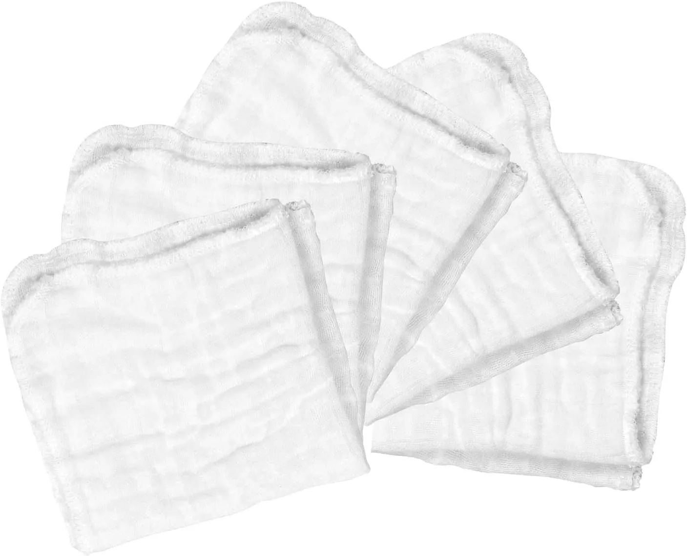 green sprouts Reusable Muslin Cloths made from Organic Cotton (5 pack) |Reusable Baby Wipes | Without Formaldehyde or Azo Dyes | Multi-purpose, Pre-Washed, Machine Washable One Size, White Set, 5 pack