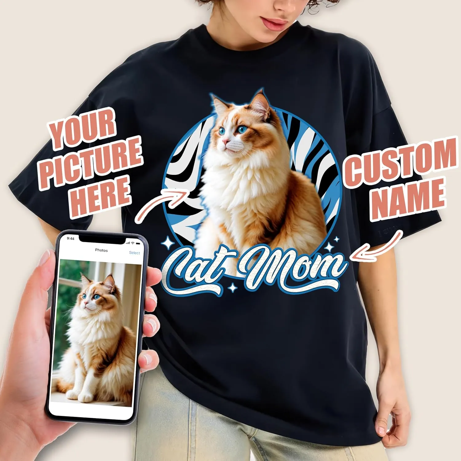 H-DEWALL Custom Shirts Custom Bootleg Rap Shirt for Him Custom Face Shirt with Photo Pet Custom Tees Gift for Dog Cat Lover