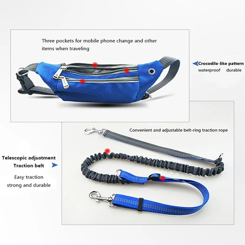 Hands Free Dog Leash - Phone Storage Compartment - Running Clip