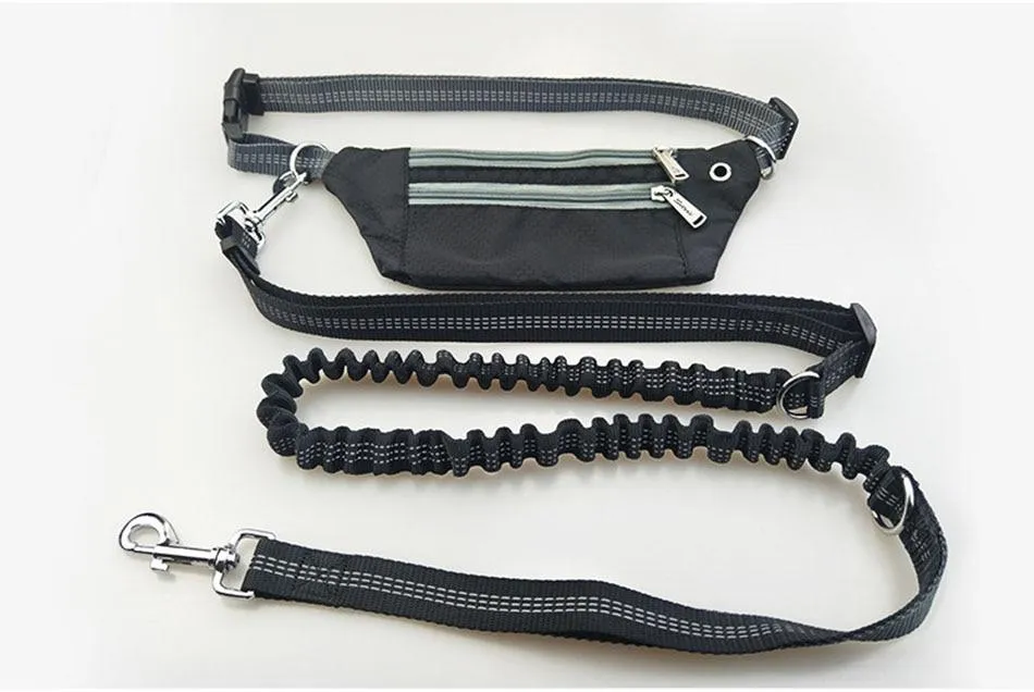 Hands Free Dog Leash - Phone Storage Compartment - Running Clip