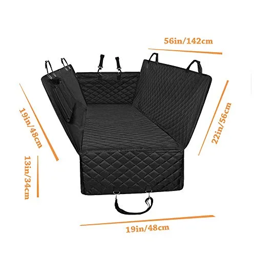 Honest Luxury Quilted Dog Car Seat Covers with Side Flap Pet Backseat Cover for Cars, Trucks, and Suv's - Waterproof & Nonslip Diamond Pattern Dog Seat Cover Black Large (57''Wx60''L)