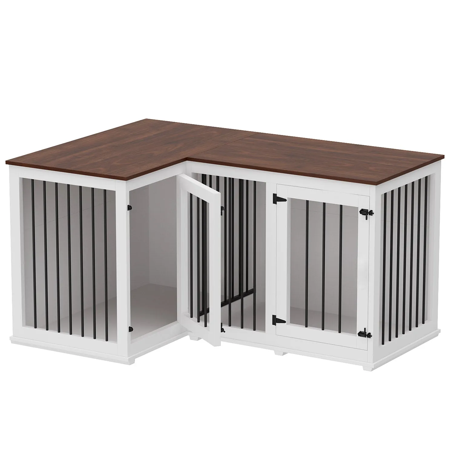 Large Corner Dog Crate Furniture for 2 Dogs-150151