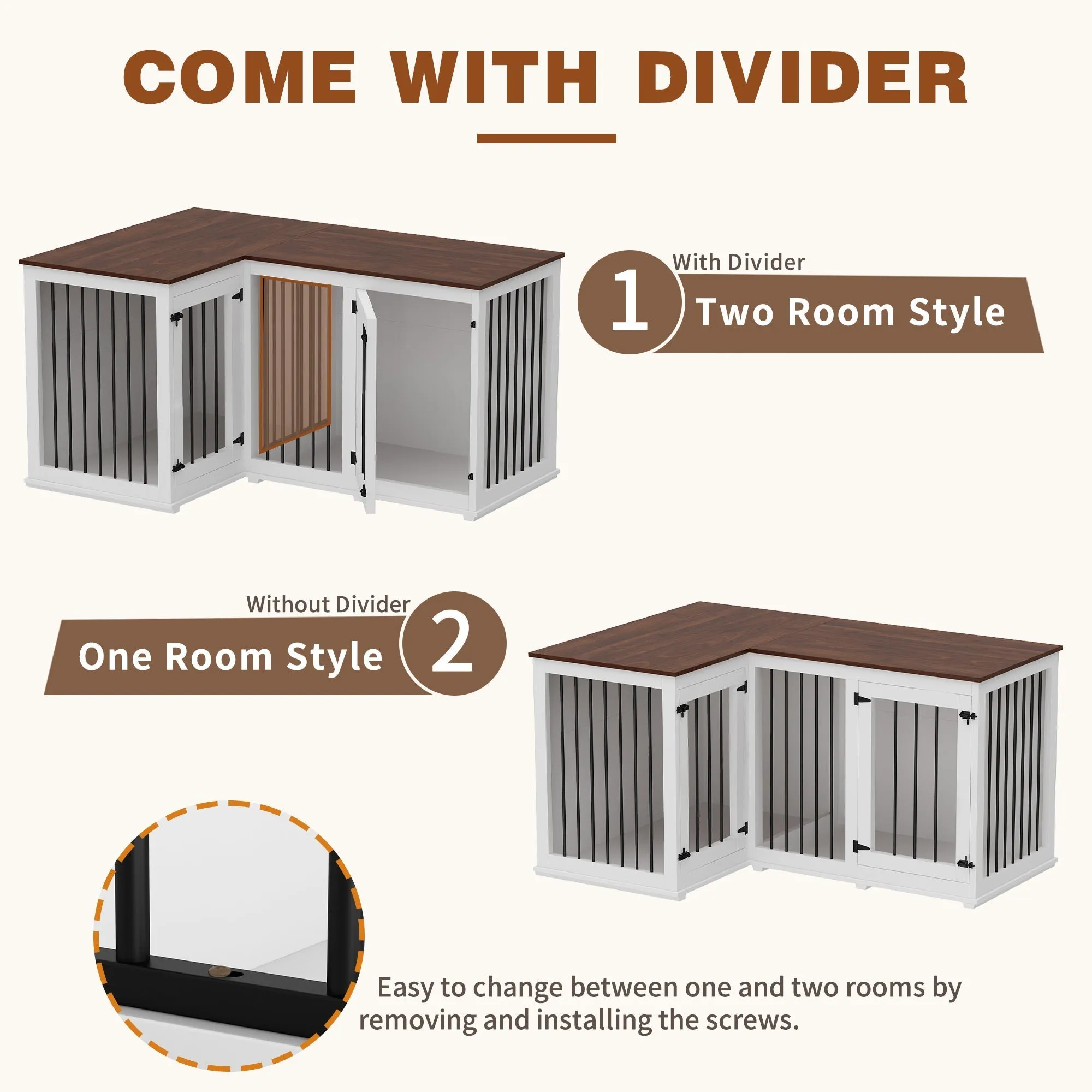 Large Corner Dog Crate Furniture for 2 Dogs-150151