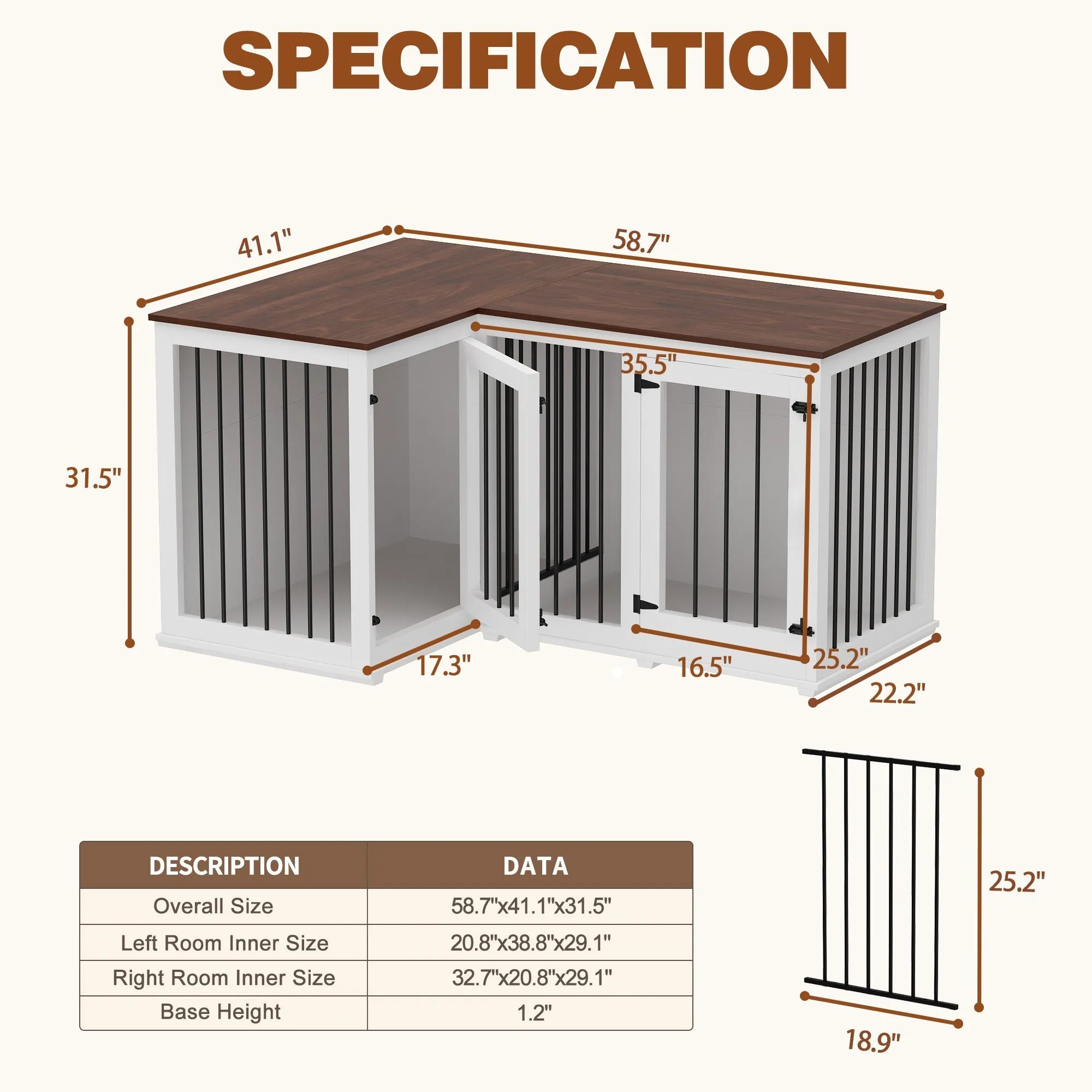 Large Corner Dog Crate Furniture for 2 Dogs-150151