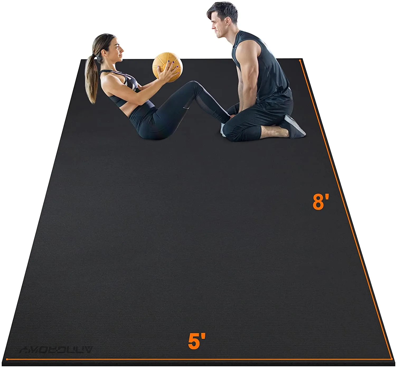 Large Exercise Mat 8'x5'x7mm Workout Mat for Home Gym Mats Exercise Gym Flooring Rubber Fitness Mat Large Yoga Mat Cardio Mat for Weightlifting, Jump Rope, MMA, Stretch, Plyo, HIIT, Shoe-Friendly