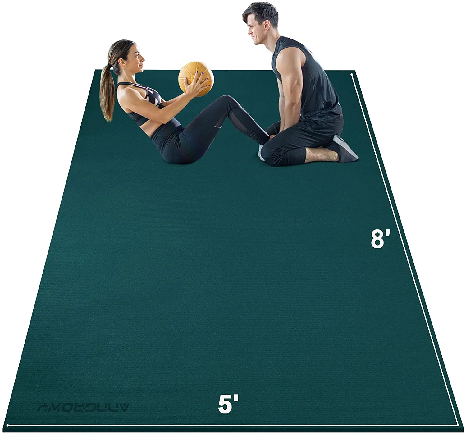 Large Exercise Mat 8'x5'x7mm Workout Mat for Home Gym Mats Exercise Gym Flooring Rubber Fitness Mat Large Yoga Mat Cardio Mat for Weightlifting, Jump Rope, MMA, Stretch, Plyo, HIIT, Shoe-Friendly