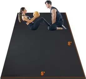 Large Exercise Mat 8'x5'x7mm Workout Mat for Home Gym Mats Exercise Gym Flooring Rubber Fitness Mat Large Yoga Mat Cardio Mat for Weightlifting, Jump Rope, MMA, Stretch, Plyo, HIIT, Shoe-Friendly