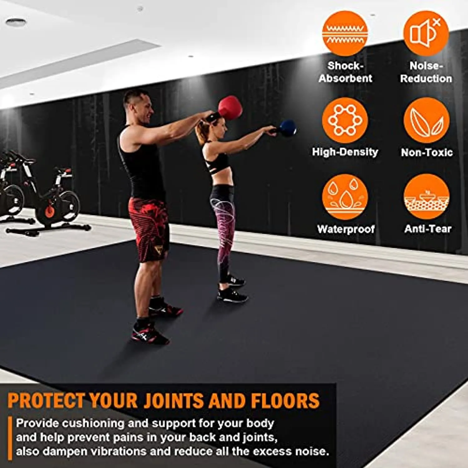 Large Exercise Mat 8'x5'x7mm Workout Mat for Home Gym Mats Exercise Gym Flooring Rubber Fitness Mat Large Yoga Mat Cardio Mat for Weightlifting, Jump Rope, MMA, Stretch, Plyo, HIIT, Shoe-Friendly