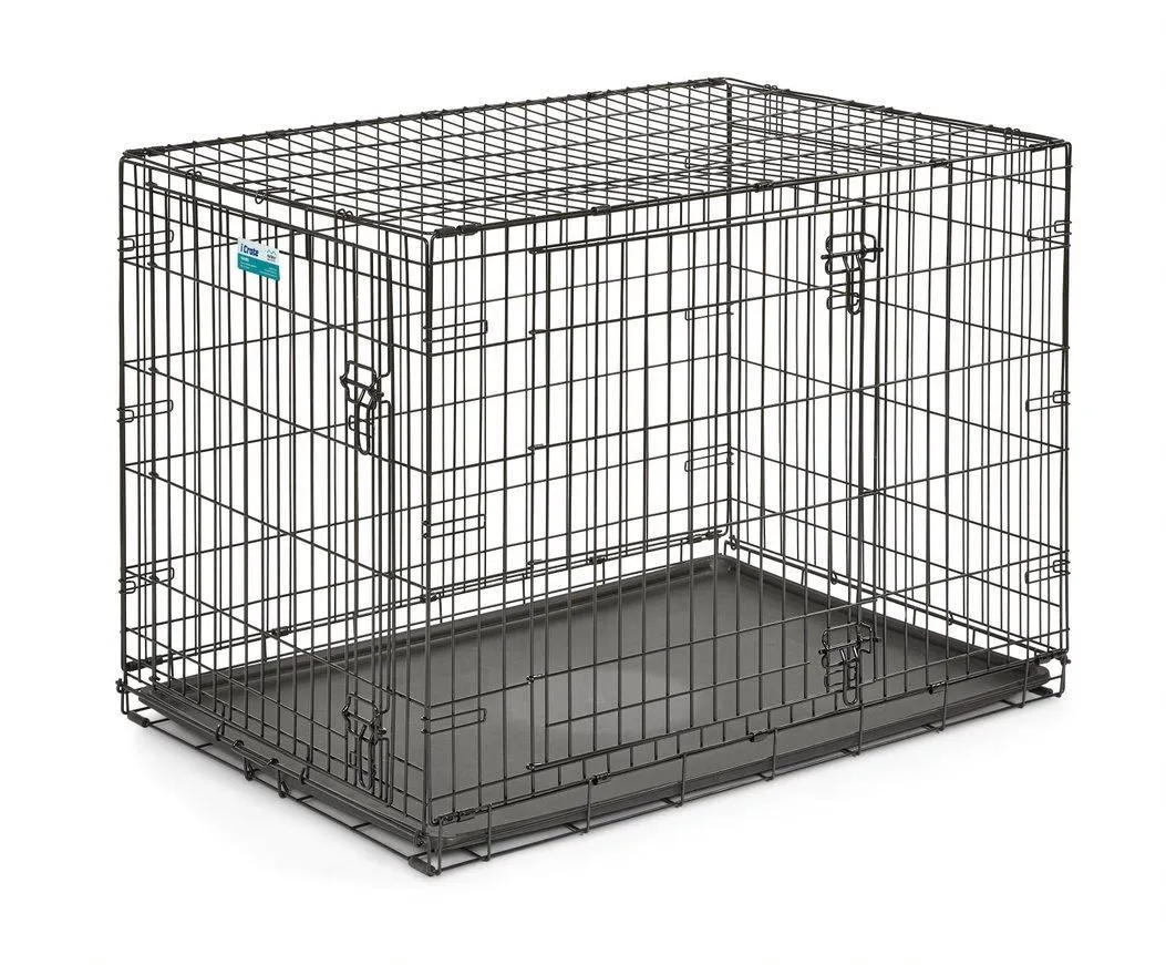 Midwest I-Crate Double Door Metal Folding Dog Crate with Divider Panel - 42" X 28" X 30" Inches