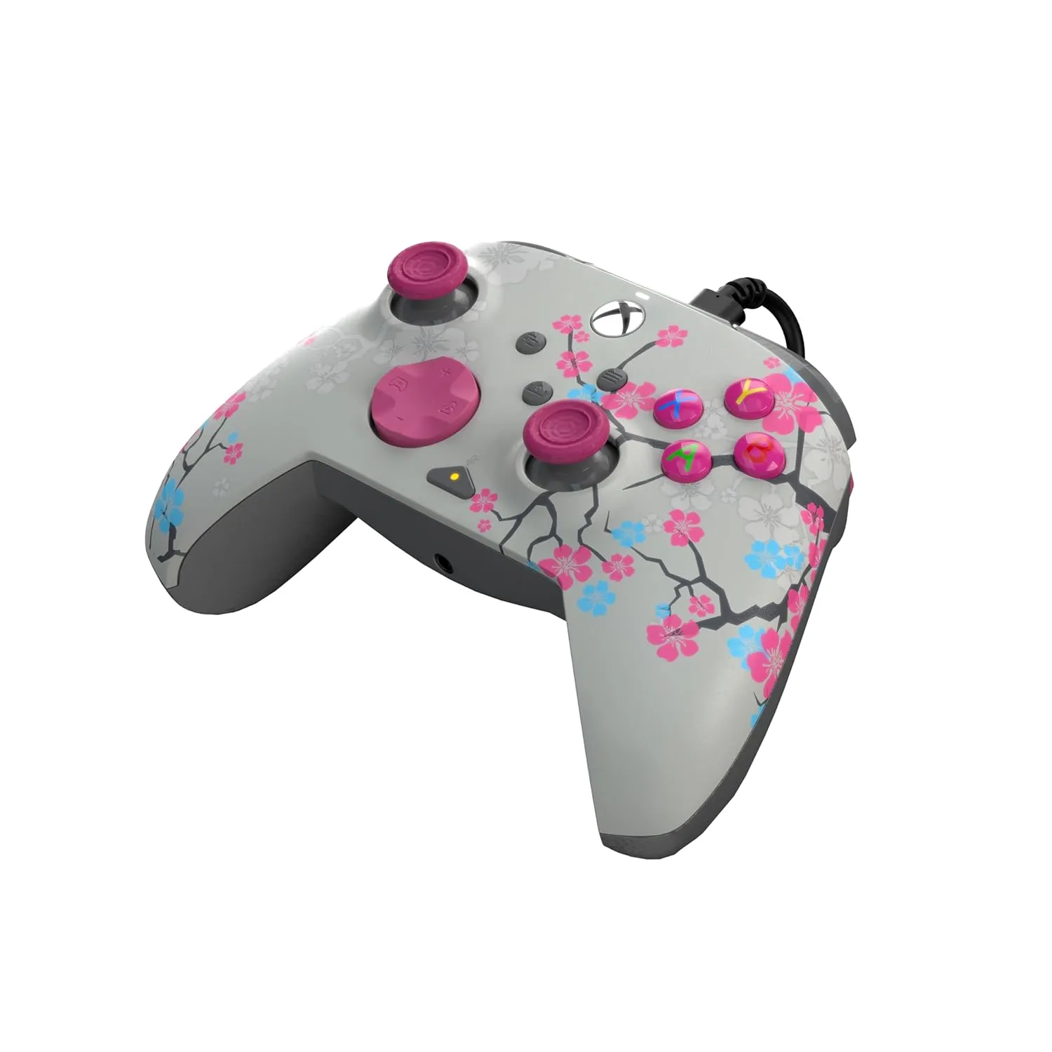 PDP Gaming REMATCH GLOW Enhanced Wired Controller: Licensed Gamepad for Xbox Series X|S, Xbox One, Windows PC, Mappable Back Buttons, Advanced Customizable App - Cherry Blossom (Pink Glow in the Dark)