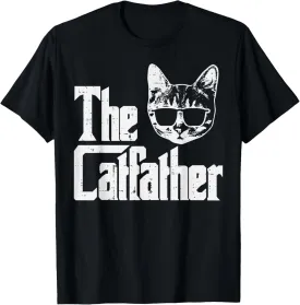 The Catfather Funny Cat Dad Fathers Day Movie Pun Papa Men T-Shirt