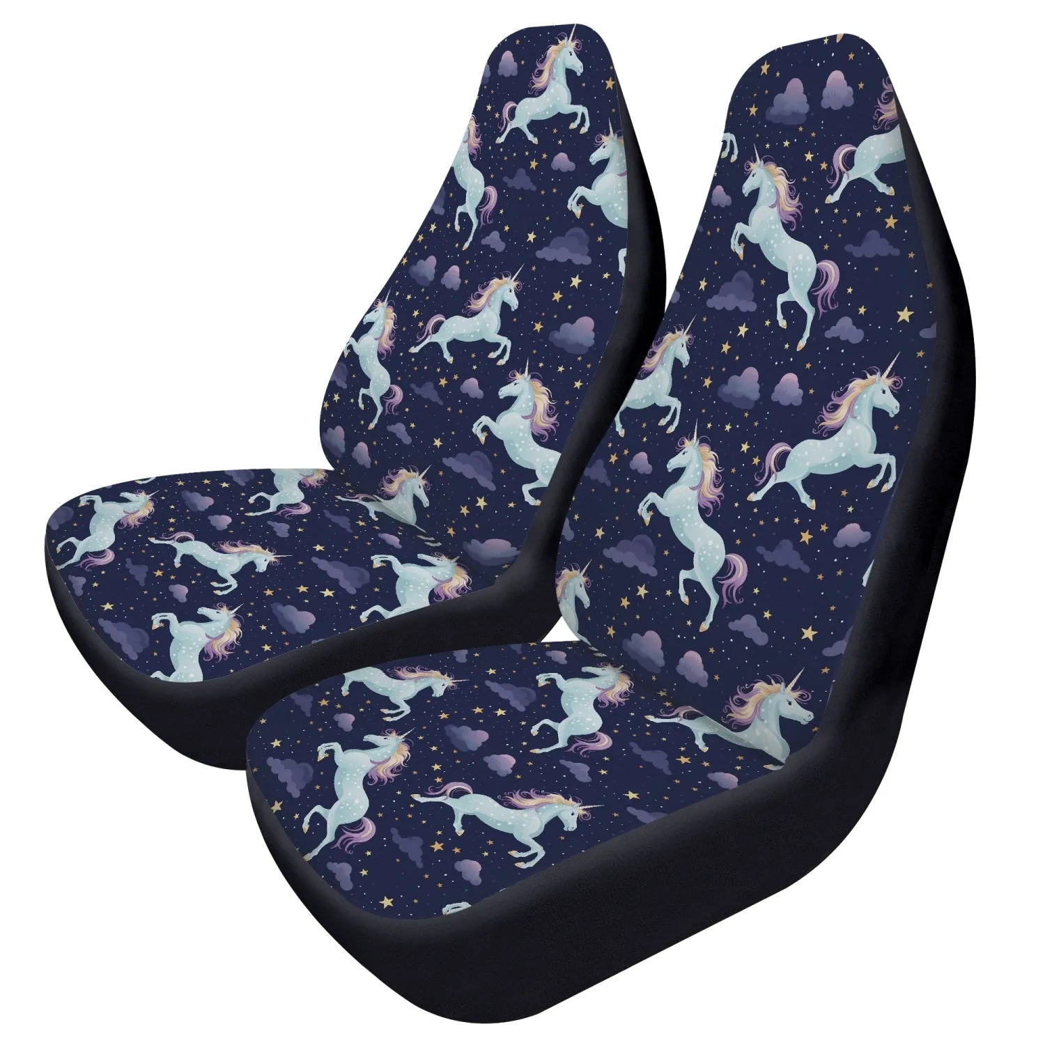 Unicorn Car Seat Covers (2 pcs), Stars Cute Pattern Front Seat Dog Pet Auto Vehicle SUV Universal Protector Accessory Men Women