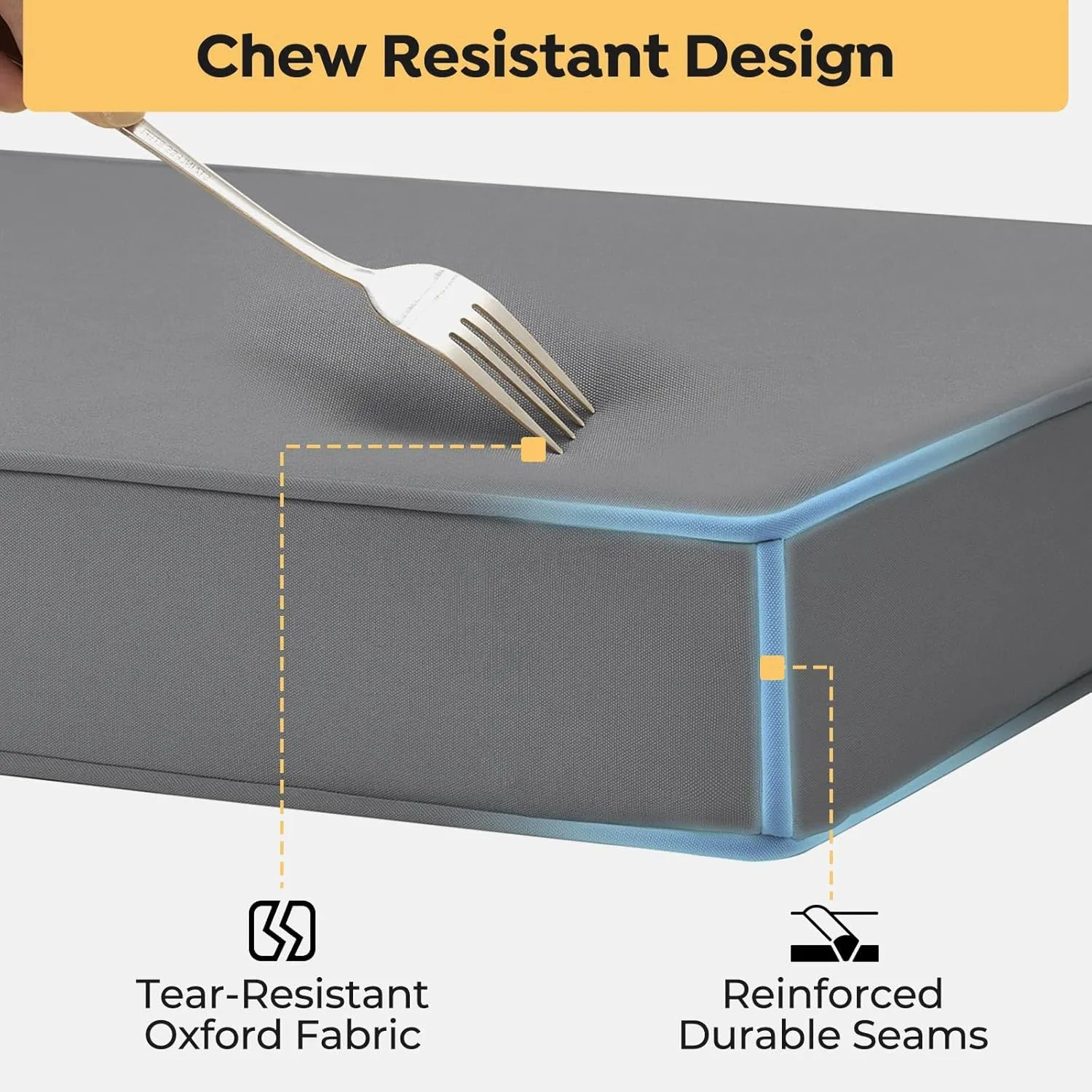 Veehoo Chew Proof Dog Bed for Crate, Durable XL Dog Crate Bed with Hidden Zipper, Outdoor Waterproof Pet Bed with Removable Washable Cover, Memory Foam Bed for Large Dogs