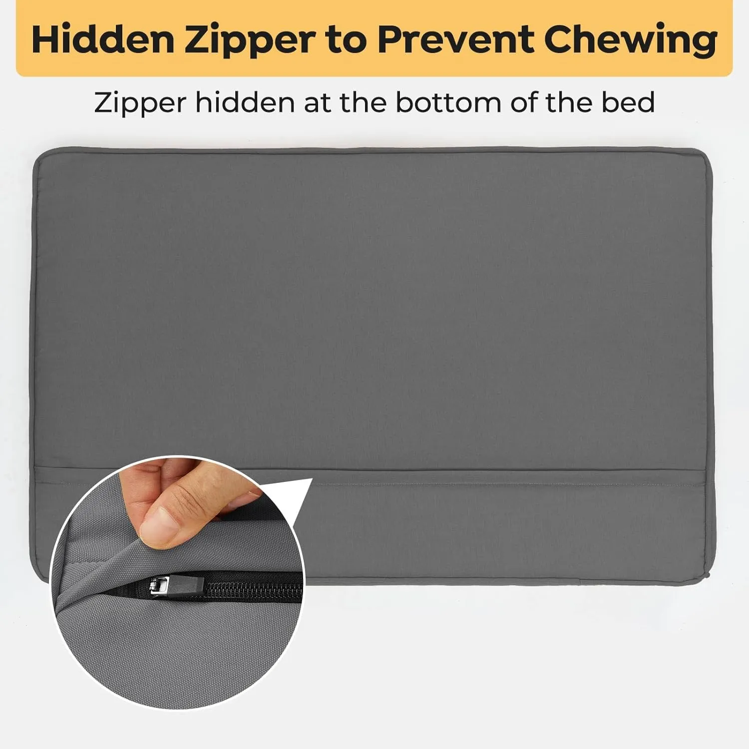 Veehoo Chew Proof Dog Bed for Crate, Durable XL Dog Crate Bed with Hidden Zipper, Outdoor Waterproof Pet Bed with Removable Washable Cover, Memory Foam Bed for Large Dogs